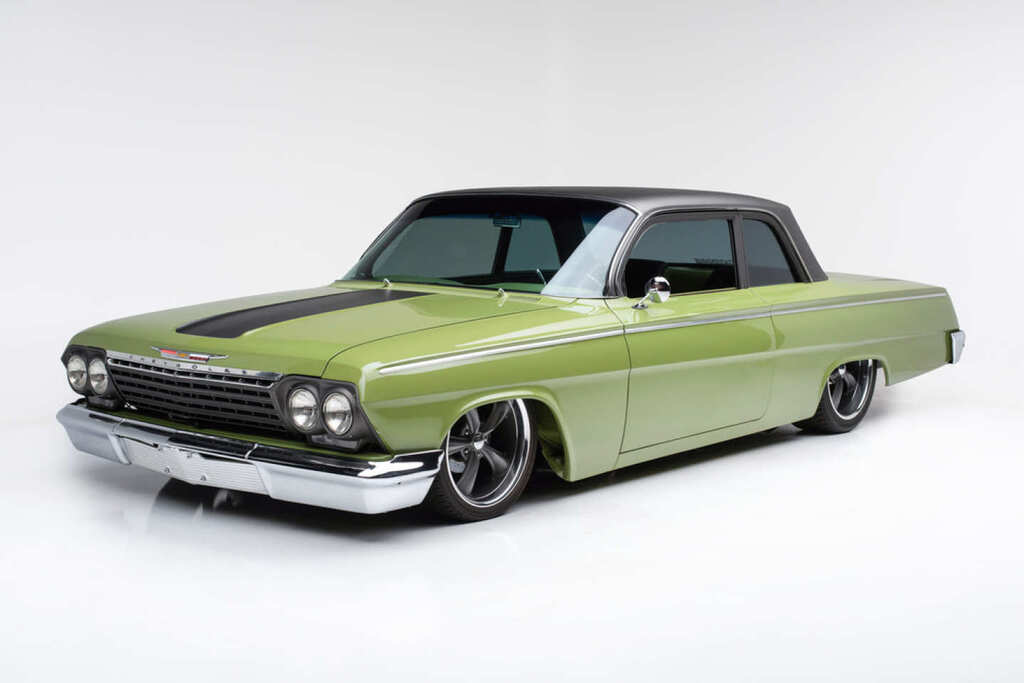 <img src="1962-chevy-biscayne.jpg" alt="A stunning 1962 Chevrolet Biscayne restomod up for grabs">