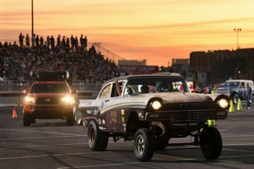 <img src="sema-gasser.jpg" alt="A barn find 1957 Ford built into a Gasser">