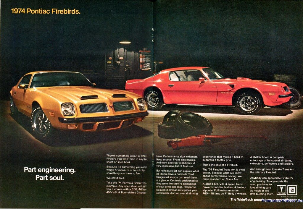 <img src="1974-firebird-455.jpg" alt="1974 Pontiac Firebird 455 brochure">