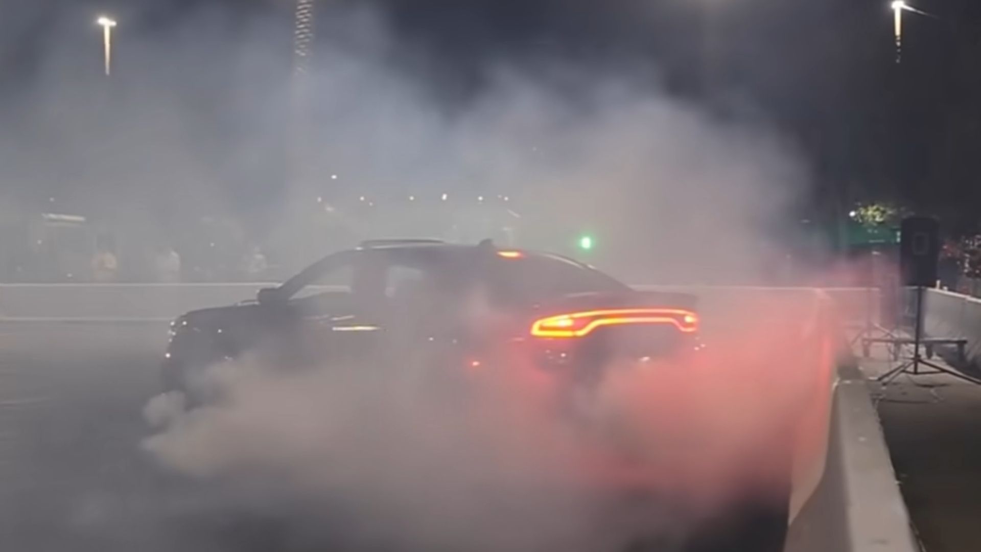 Dodge Charger Hellcat Burnout Goes Horribly Wrong