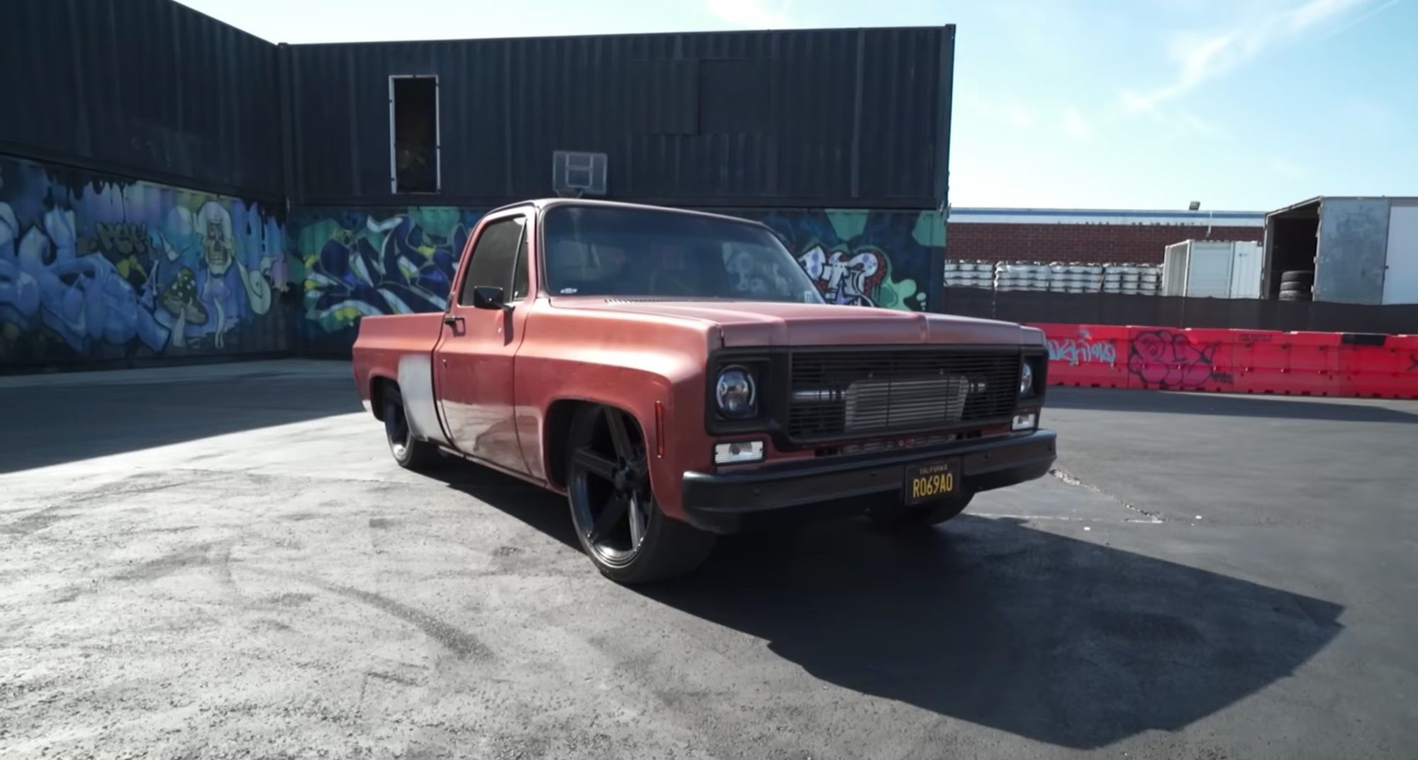 1977 Turbo C10 Destroys Rubber At The Hoonigan Burn Yard