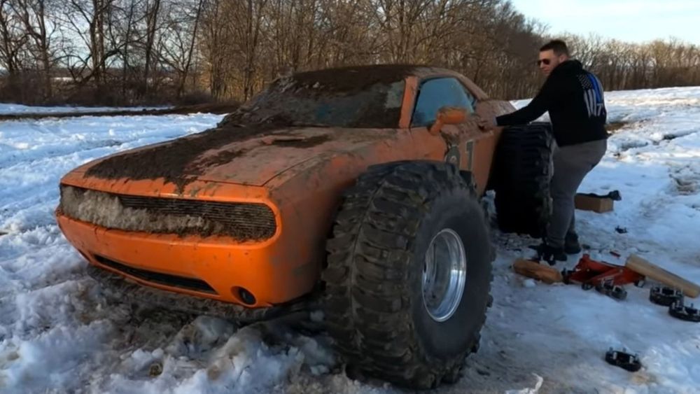 Dodge Challenger Rolls Hard In Snow