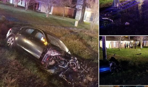 Outlaw Jaguar Crashes, Hurls Engine Into Living Room