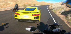 C8 Corvette Almost Takes Out Motorcyclists