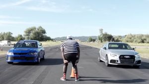 Audi RS3 Races A Mitsubishi Evo VIII