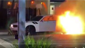 Dodge Challenger Burns In Miami Beach Riots