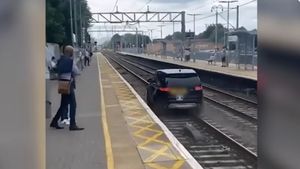 Stolen Land Rover Drives Down Train Tracks