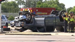 Speeding Dodge Charger Flips Chevy Silverado