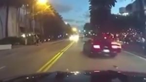 Mustang Hits Lamborghini Huracan And Runs For It