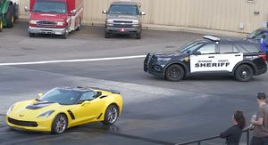 Police Explorer Challenges Corvette To A Race