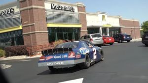 Guy Drives NASCAR Race Car To McDonald’s
