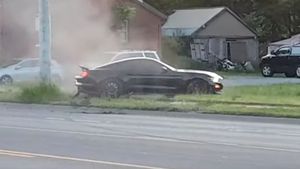 S550 Mustang Crashes Leaving Car Show