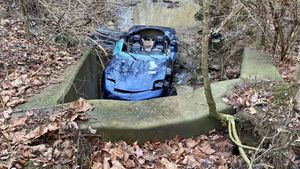 Corvette Face Plants Into A Creek