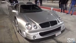 This Mercedes-Benz CLK GTR Poses On The Bahrain F1 Track