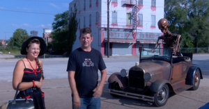 Giant Skeleton on Wheels: A Halloween Delight in Springfield