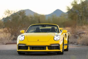 No Reserve: 2021 Porsche 911 Turbo S Cabriolet in Racing Yellow Offered on Bring a Trailer