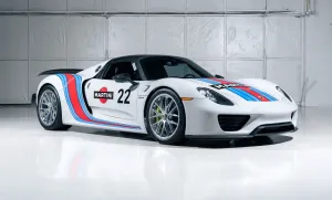 Low-Mileage 2015 Porsche 918 Spyder With Weissach Package and Martini Livery Surfaces